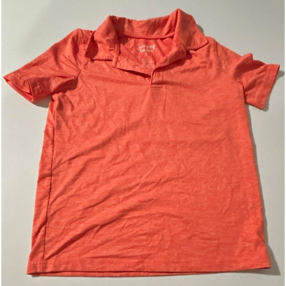 Jumping Beans Boys Solid Orange Collared Short Sleeve Polo, Buttons: Size 8